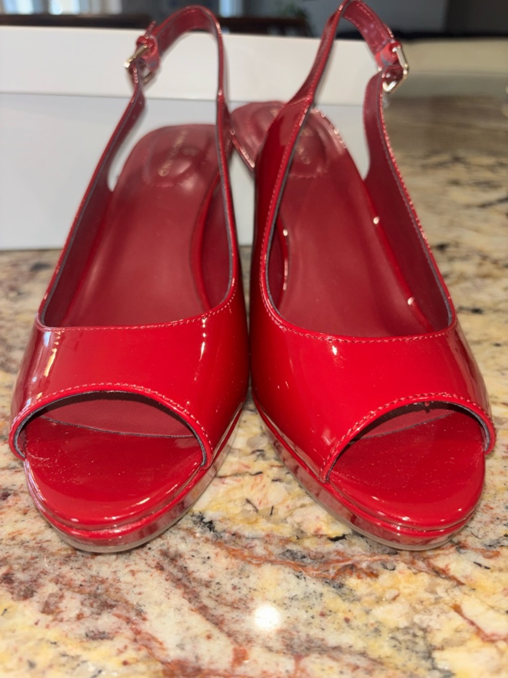Bandolino Red Patent Slingback Peep-Toe Heels 👠 NIB - Picture 6 of 9